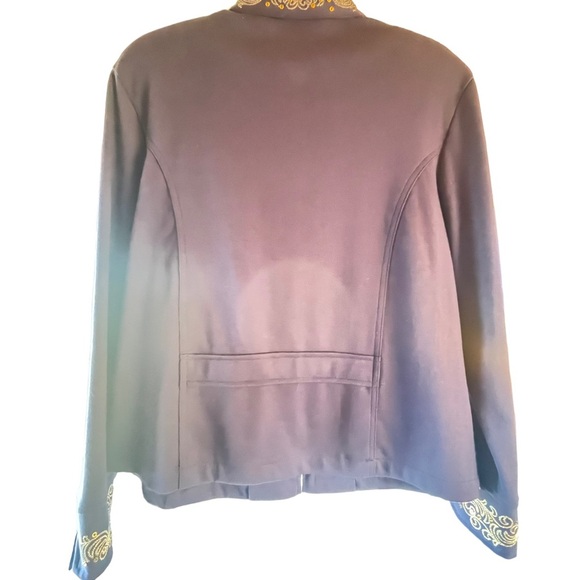 Drapers & Damons navy blue and gold sequined detailing‎ zip down jacket soft - Picture 2 of 9